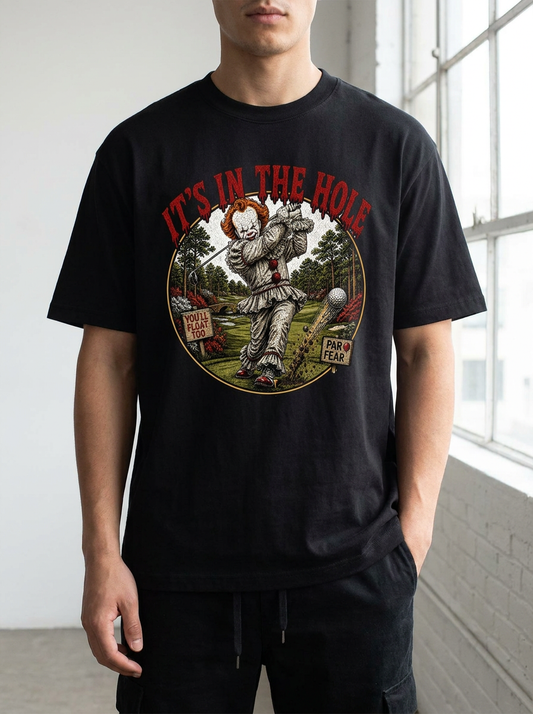 its in the hole hwt tee black model front