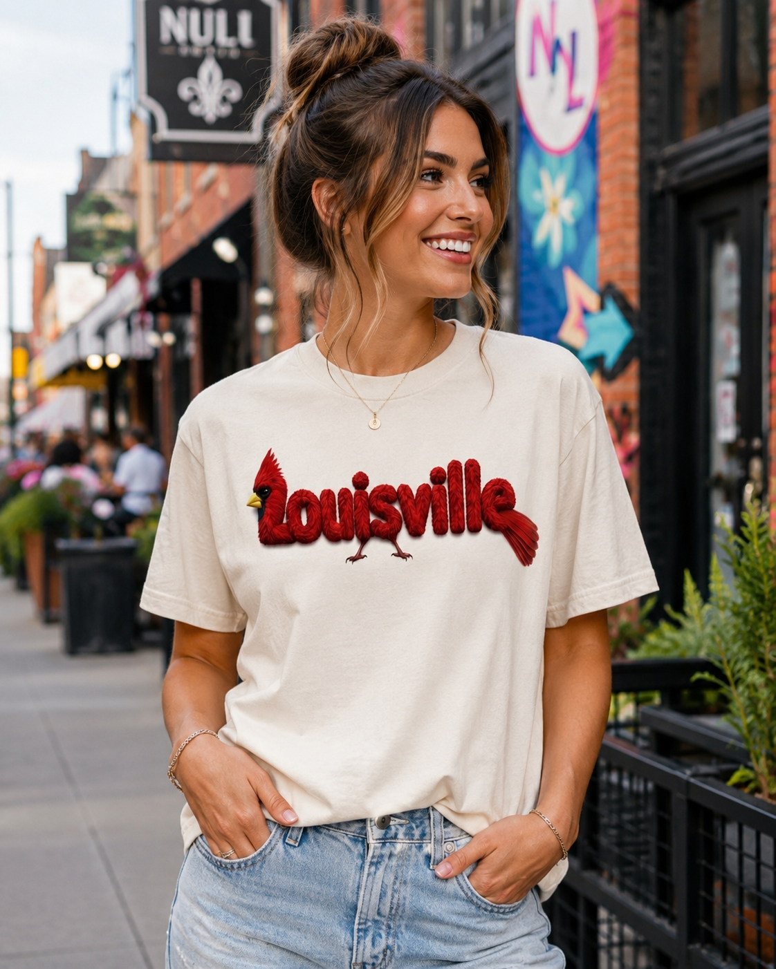 Louisville Cardinal feather-lettering tee — alternate view