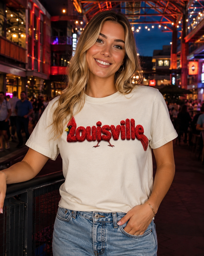 Louisville Cardinal feather-lettering tee — alternate view