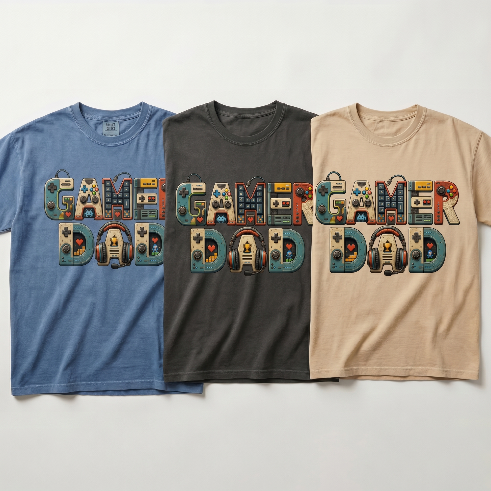 Gamer Dad retro gaming graphic tee — lifestyle / detail view