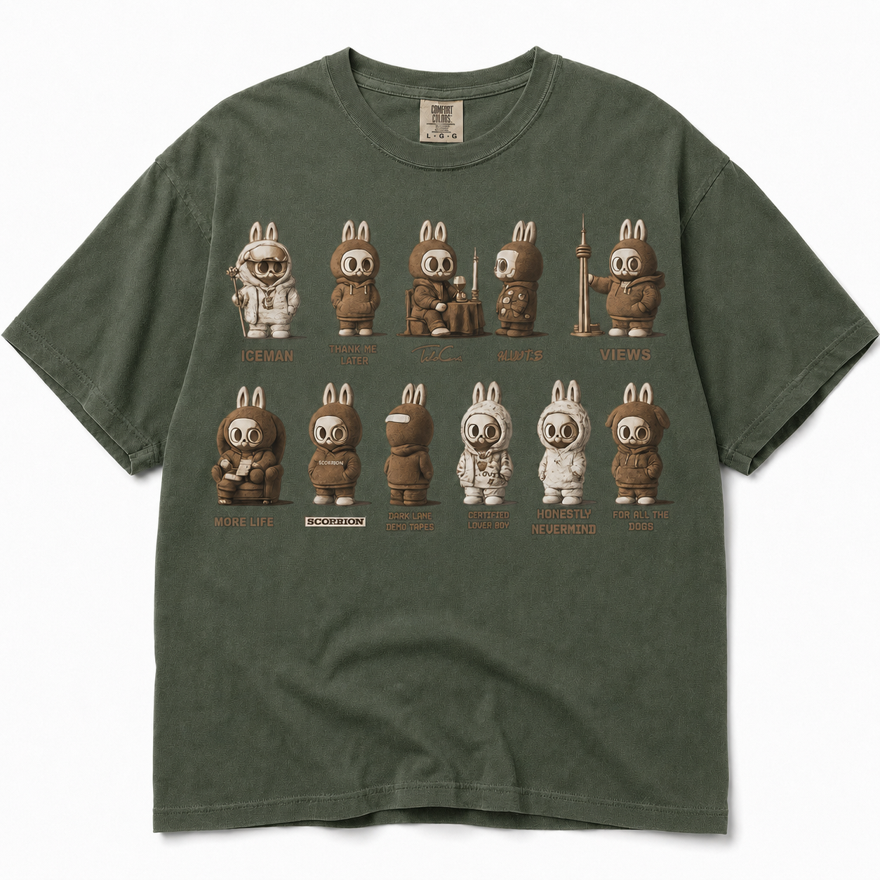 Choose Your Era graphic tee — Moss color mockup