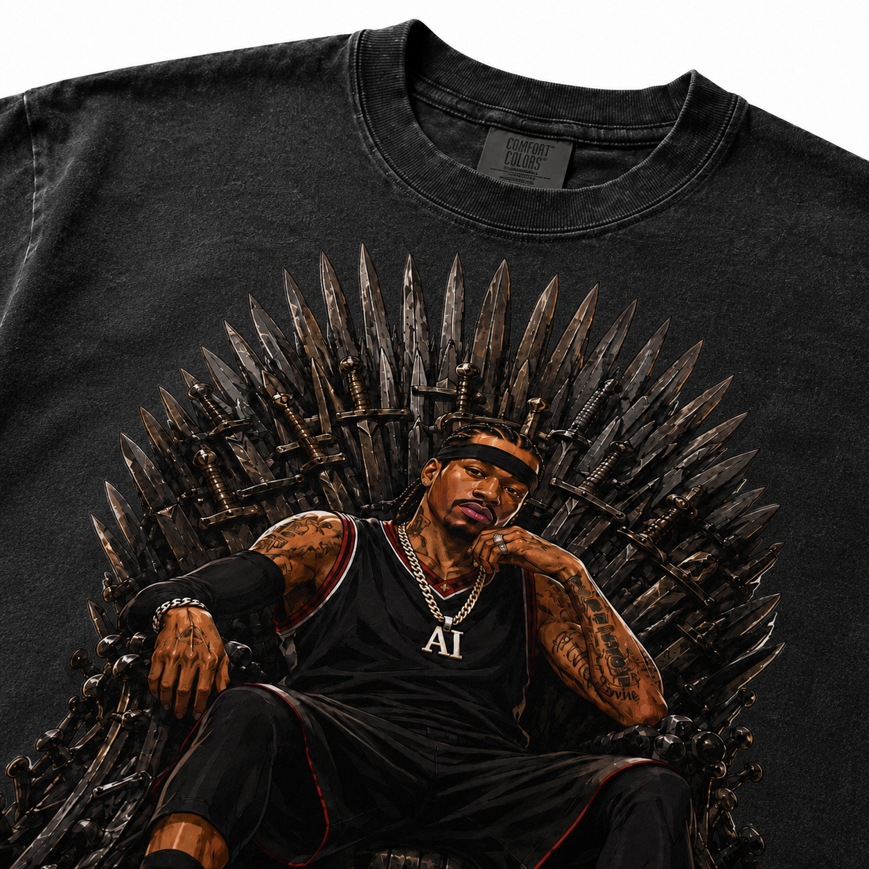 Answer to Him Graphic Tee on black Comfort Colors shirt