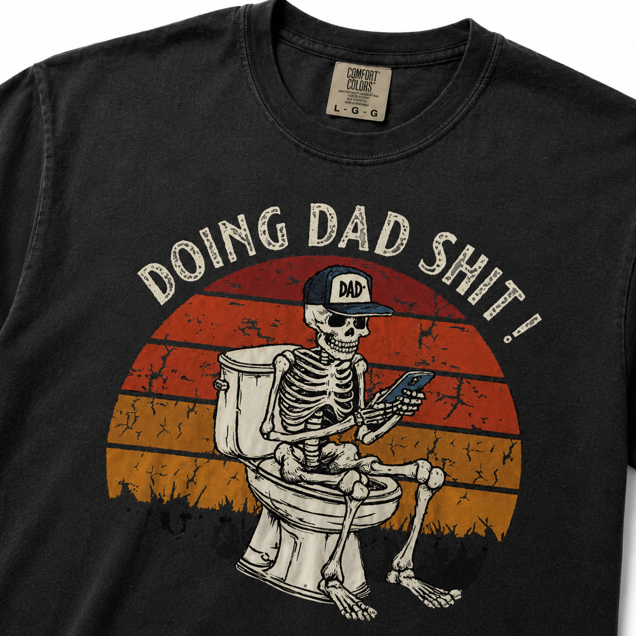 Close-up print detail for Doing Dad Shit Graphic Tee