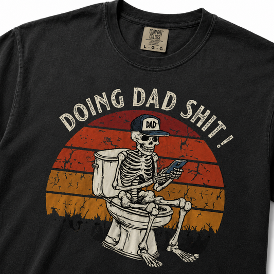 Close-up print detail for Doing Dad Shit Graphic Tee