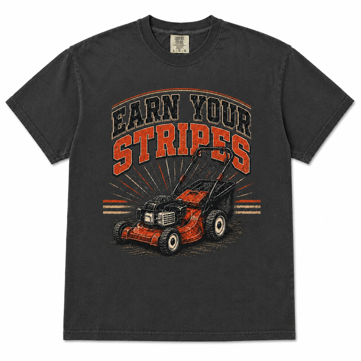 Earn Your Stripes Graphic Tee on pepper Comfort Colors shirt