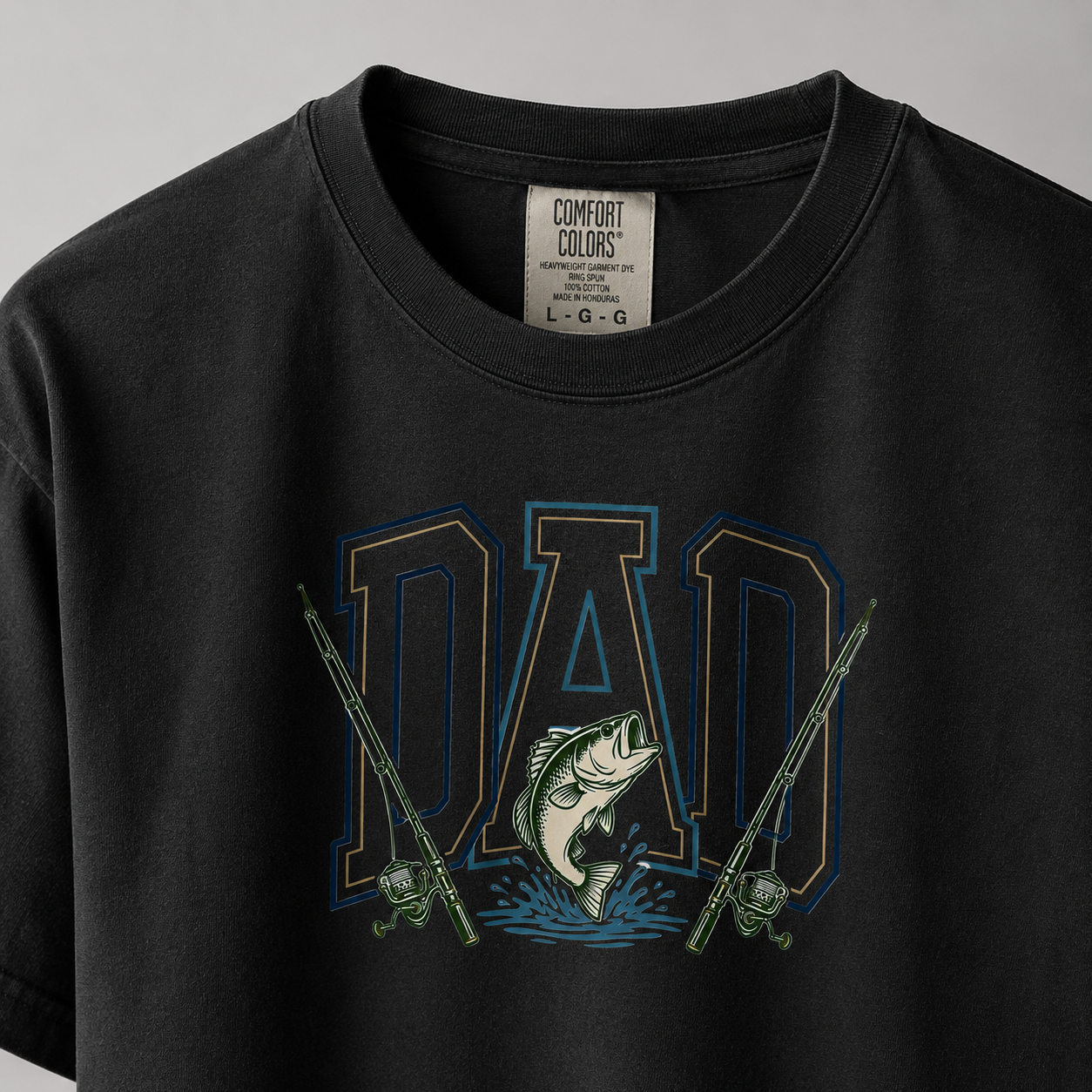 Close-up print detail for Fishing Dad Graphic Tee