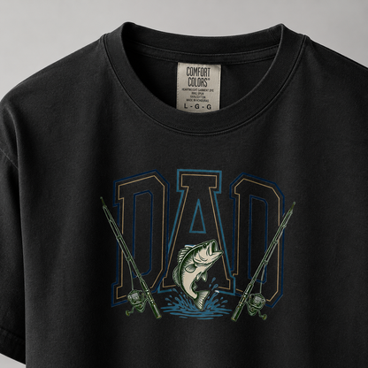 Close-up print detail for Fishing Dad Graphic Tee