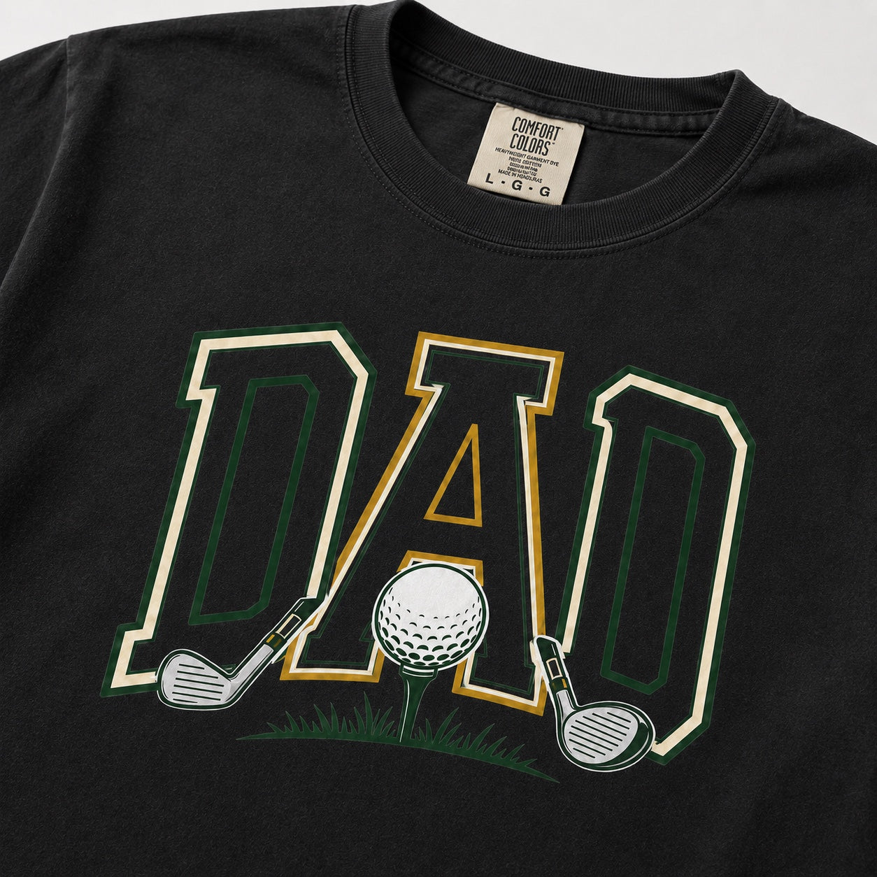 Close-up print detail for Golf Dad Graphic Tee