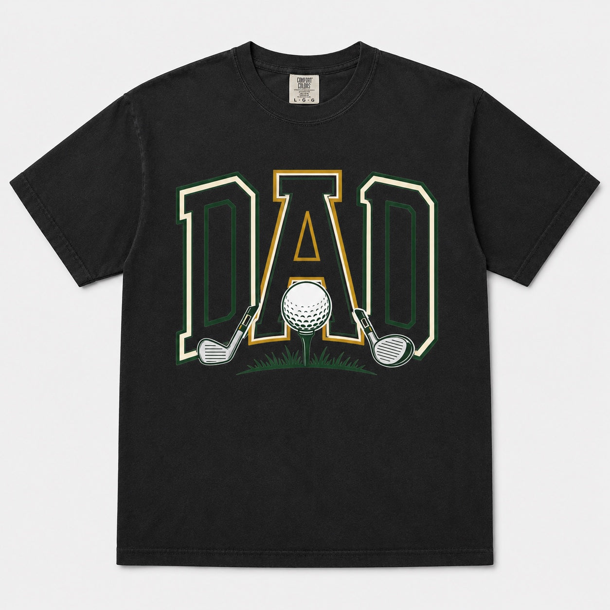 Golf Dad Graphic Tee on black Comfort Colors shirt