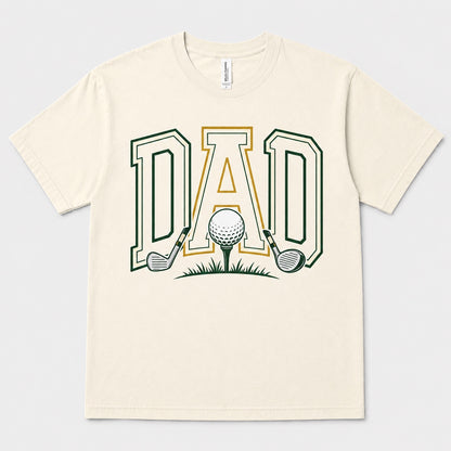 Golf Dad Graphic Tee on natural Bella+Canvas shirt