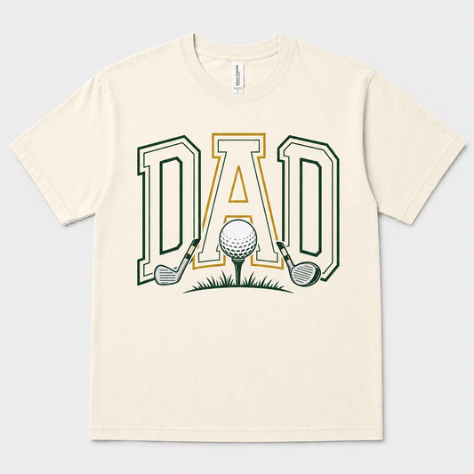 Golf Dad Graphic Tee on natural Bella+Canvas shirt