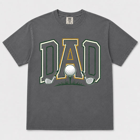 Golf Dad Graphic Tee on pepper Comfort Colors shirt