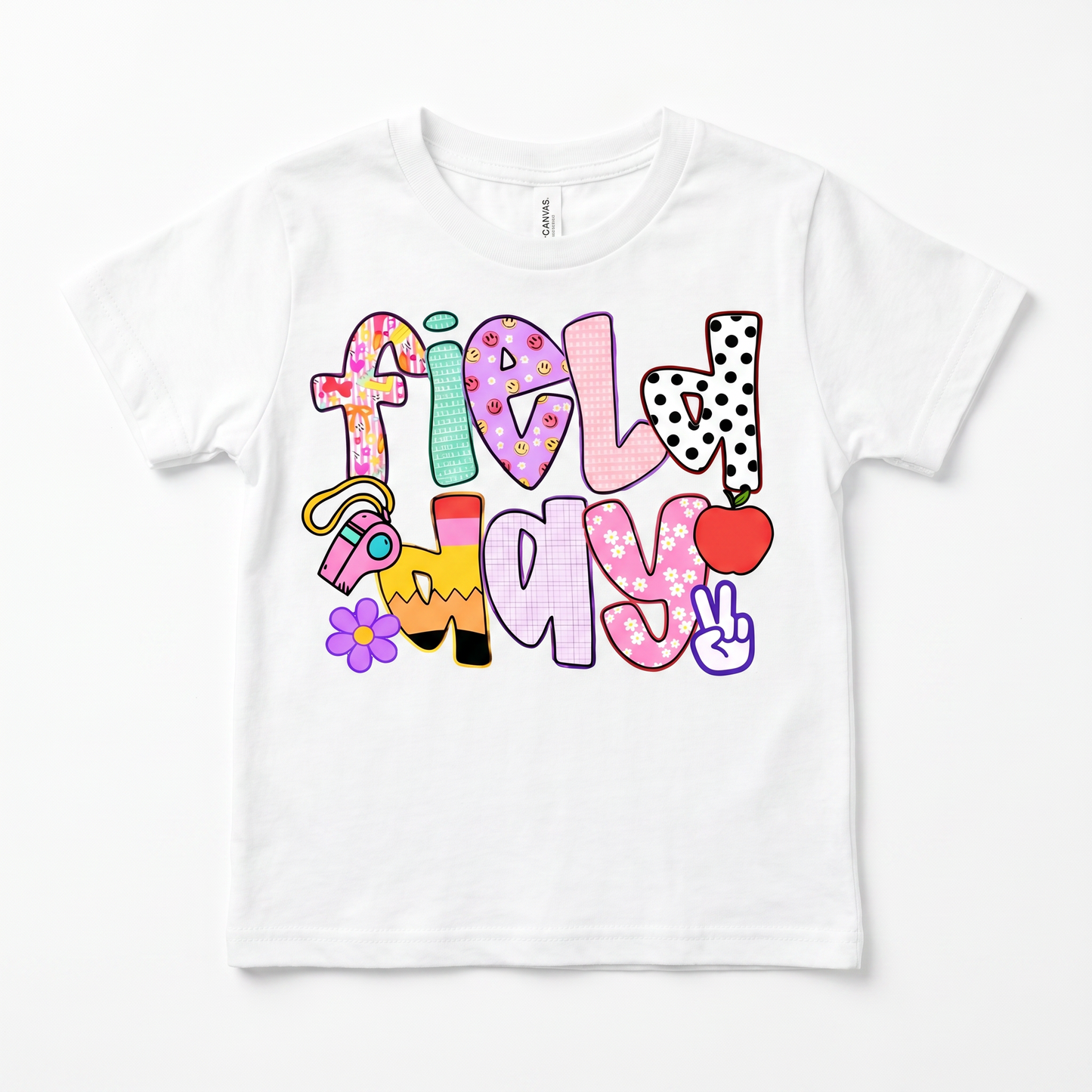 NC Field Day Tee — Youth White flat lay