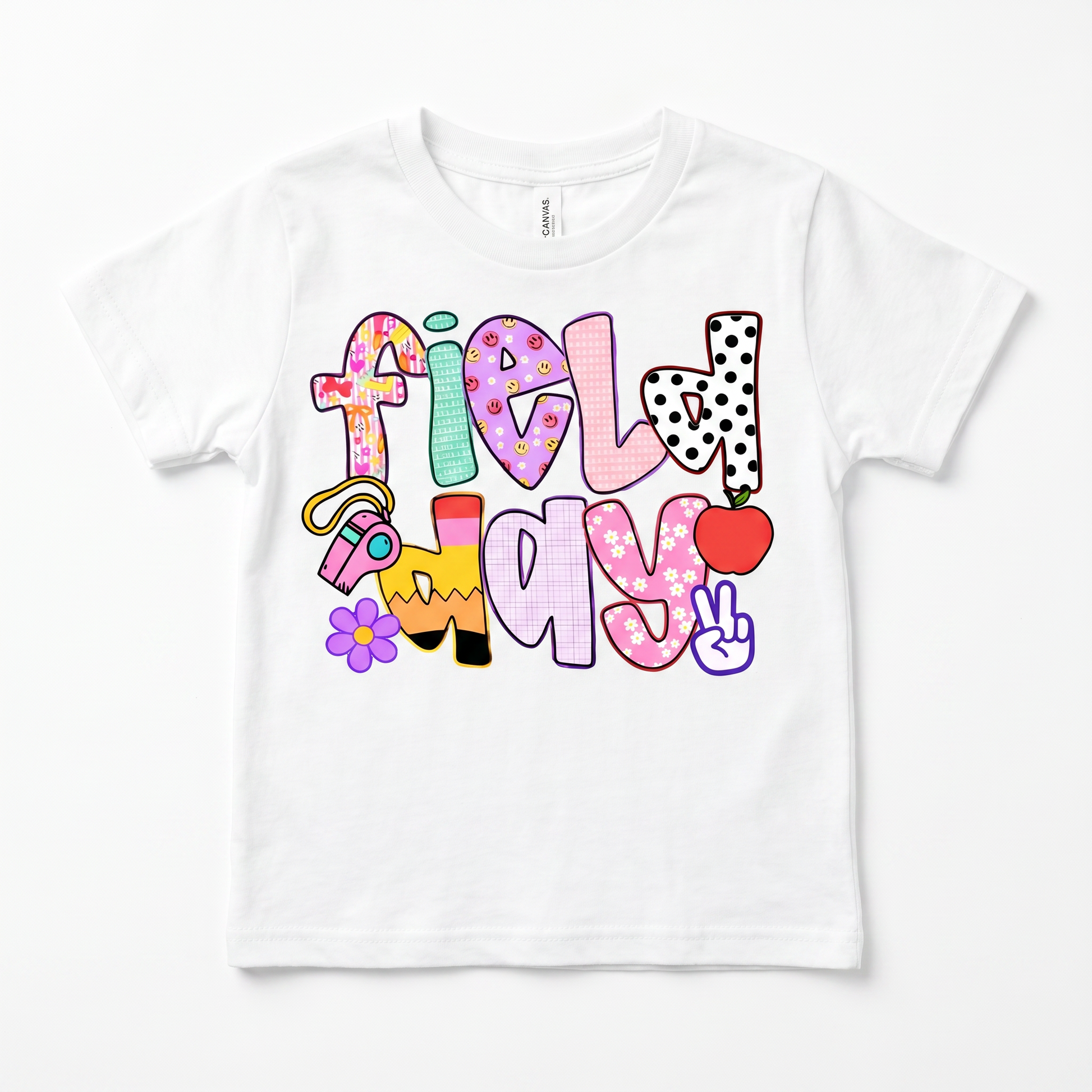 NC Field Day Tee — Youth White flat lay