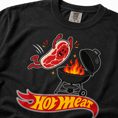 Close-up print detail for Hot Meat BBQ Graphic Tee