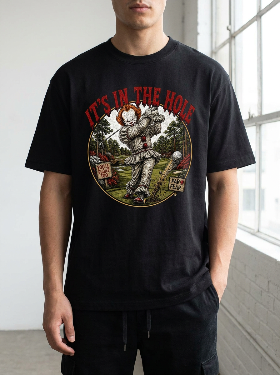 its in the hole hwt tee black model front
