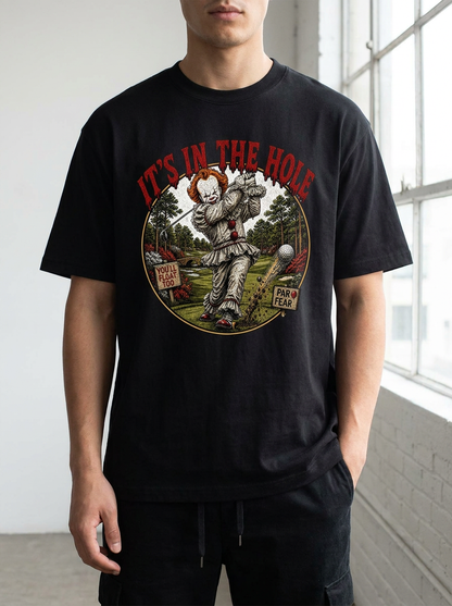 its in the hole hwt tee black model front