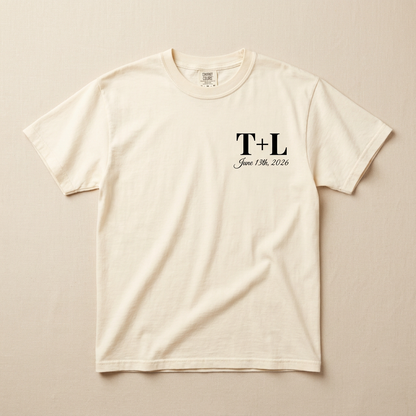 T+L June 13th 2026 — Couples Tee — Comfort Colors Natural hero mockup