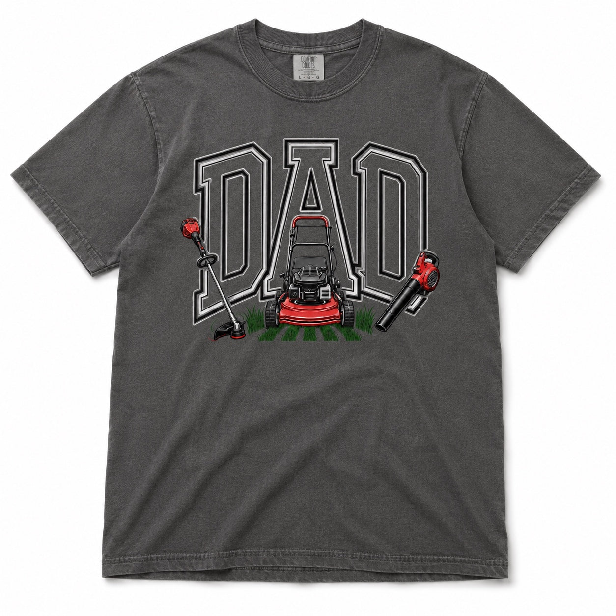 Lawn Dad Graphic Tee on pepper Comfort Colors shirt