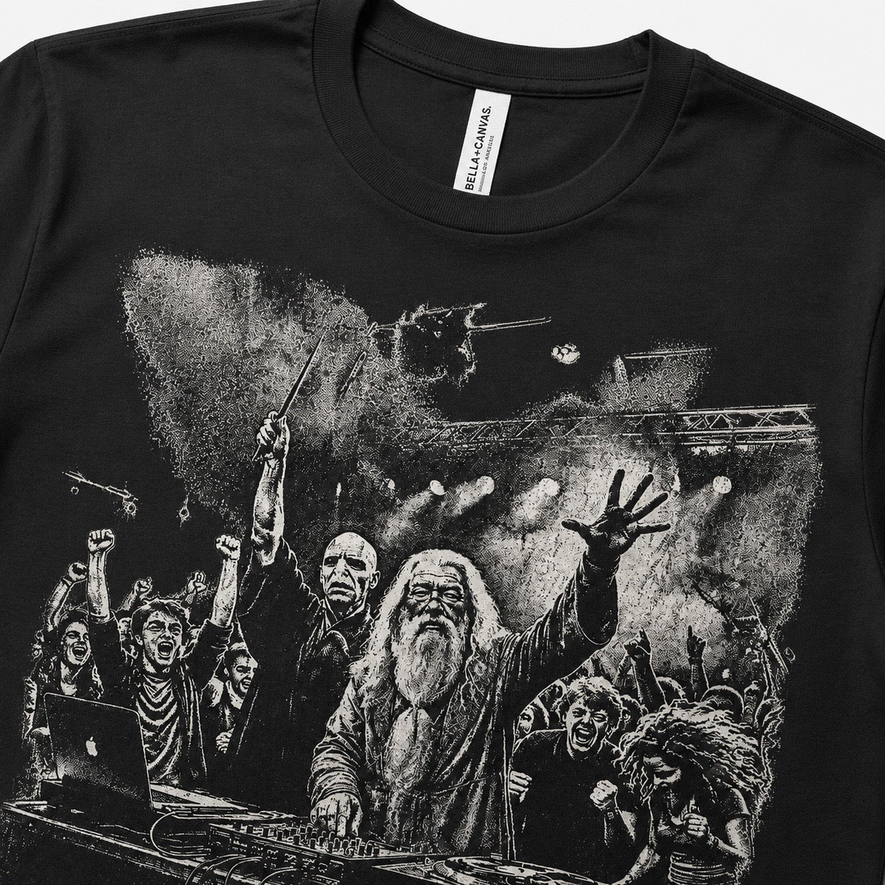 Close-up print detail for Wizard and Flow Graphic Tee