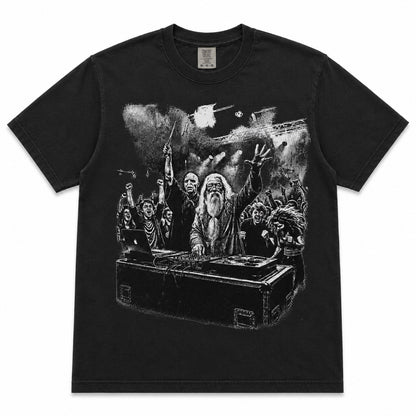 Wizard and Flow Graphic Tee on black Comfort Colors shirt