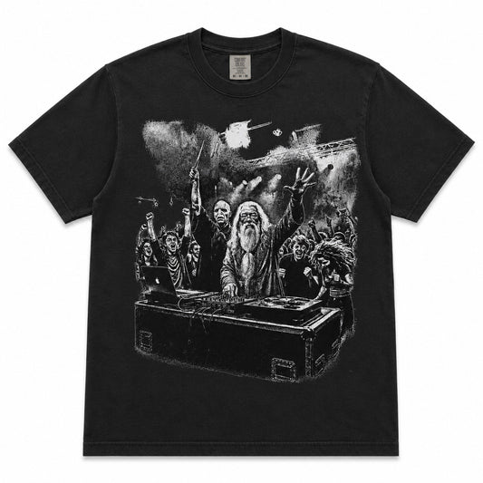 Wizard and Flow Graphic Tee on black Comfort Colors shirt