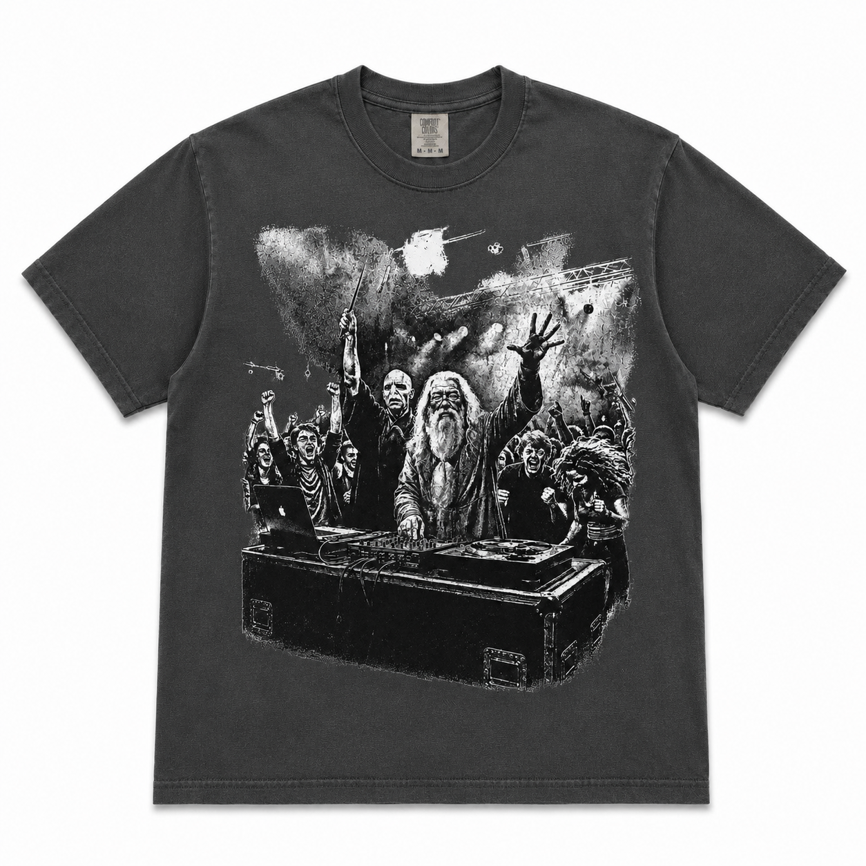Wizard and Flow Graphic Tee on pepper Comfort Colors shirt