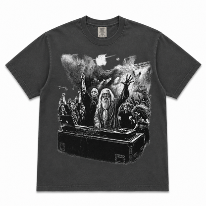 Wizard and Flow Graphic Tee on pepper Comfort Colors shirt